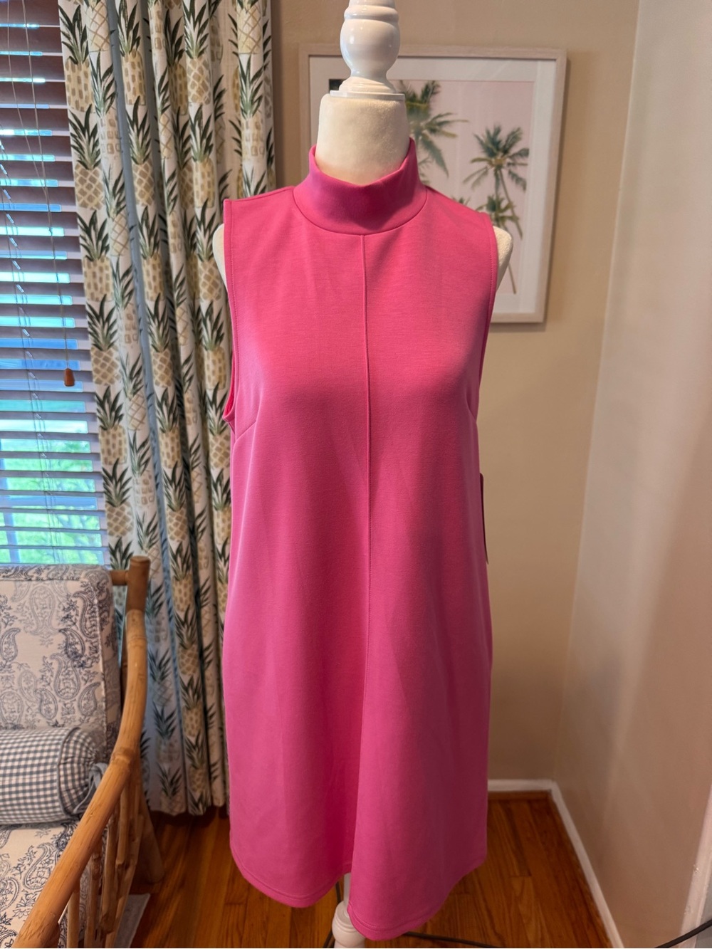 Pink Mock Neck Dress Entro Sleeveless Soft Knit Stretch Pockets NWT